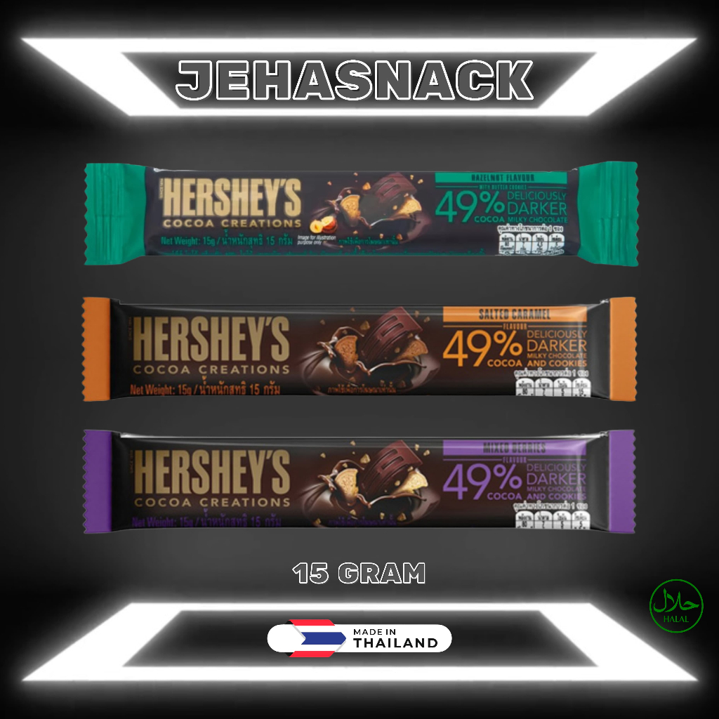

[ Coklat Thailand ] Hershey's Cocoa Creation 49% Delicious Darker Halal 15gr ( Import Thailand - Bangkok )