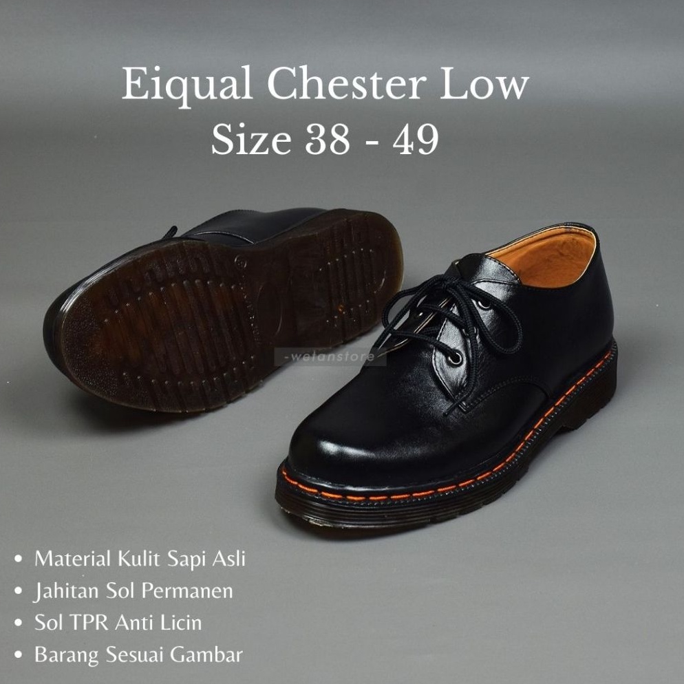 Sepatu Low Boots Pria Kulit Asli 3 Holes Boots Klasik Pendek Kerja Casual  Eiqual Chester Low KODE D