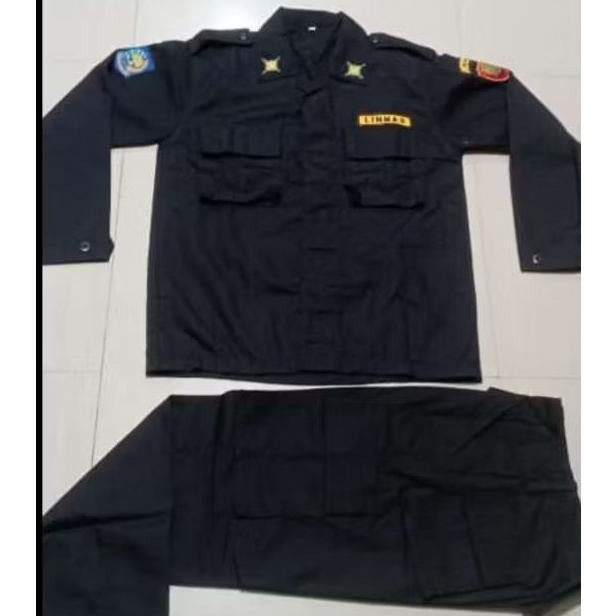 SERAGAM PDL LINMAS HITAM KOTAK KOTAK