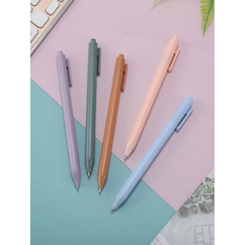 

NHS Pulpen gel tinta hitam 0.5mm model cetekan warna soft polos aesthetic