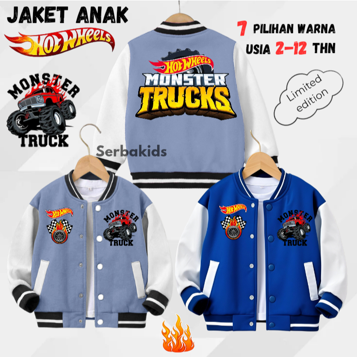 Jaket Anak Cowok Hot Wheels Car Series Mobil Balap Usia 2 - 12 Tahun by SERBAKIDS