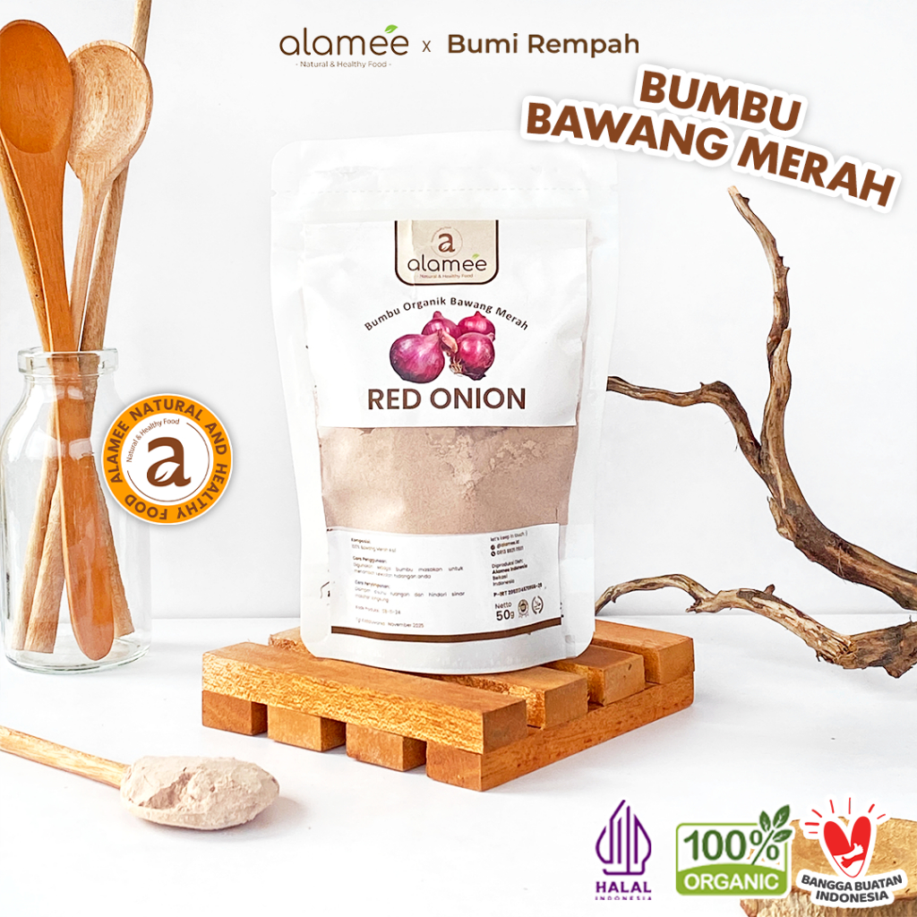

ALAMEE Bawang Merah Bubuk Red Onion Seasoning Powder Bumbu Dapur Organik Masak Tanpa Campuran 50g