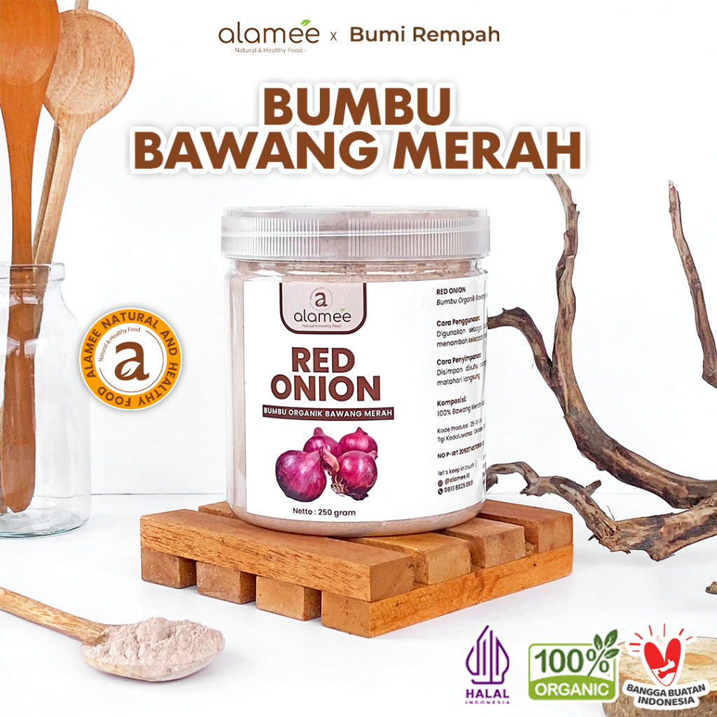 

ALAMEE Bawang Merah Bubuk Red Onion Seasoning Powder Bumbu Dapur Organik Masak Tanpa Campuran Toples