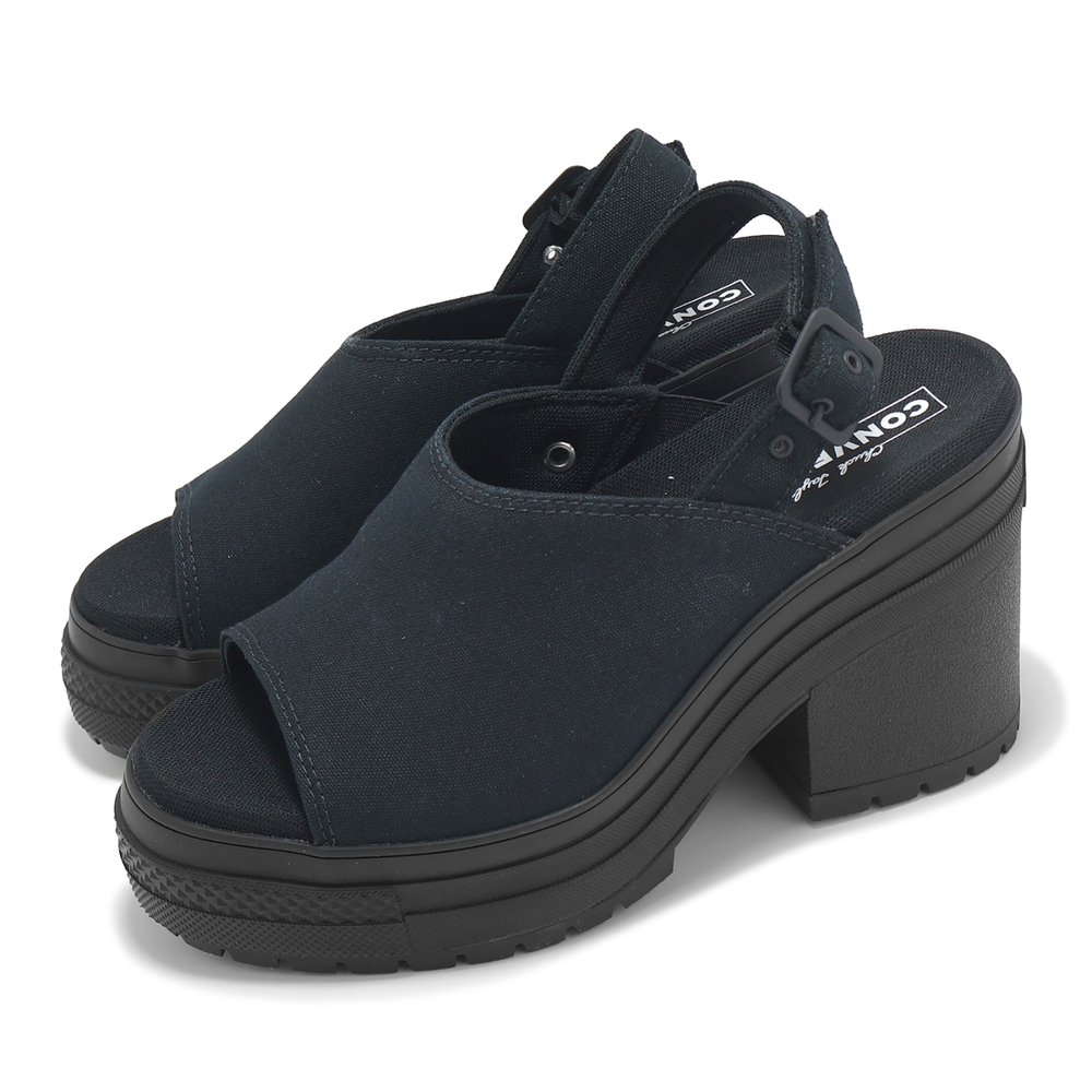 Converse Chuck 70 70s De Luxe Heel Lugged Mule Sandal Platform Strap Canvas Black