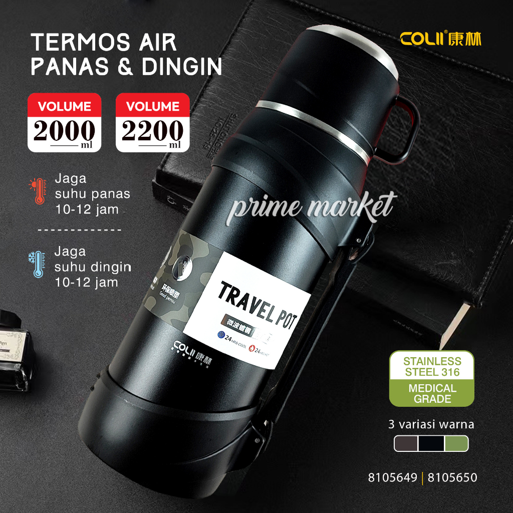 Termos Air Panas Stainless Jumbo 2 Liter Thermos Air Panas Tremos Air Panas Dingin (8105649 8105650)