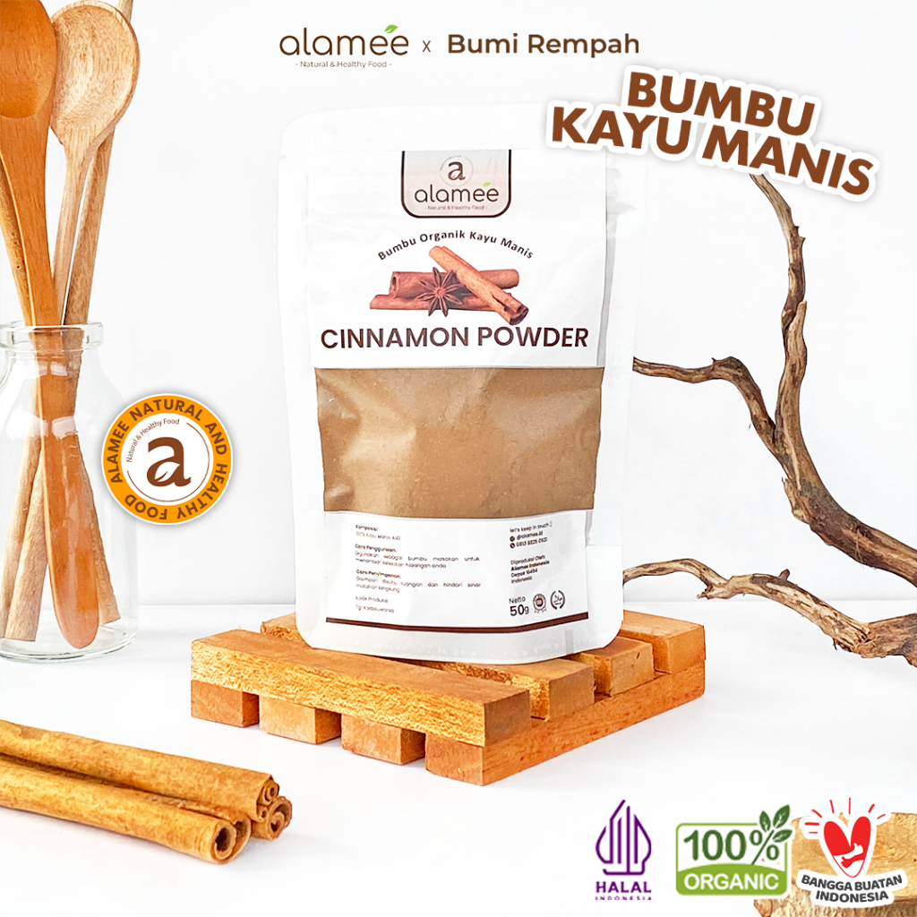 

ALAMEE Kayu Manis Bubuk Cinnamon Seasoning Powder kayumanis Murni Tanpa Campuran Bumbu Organik 50g
