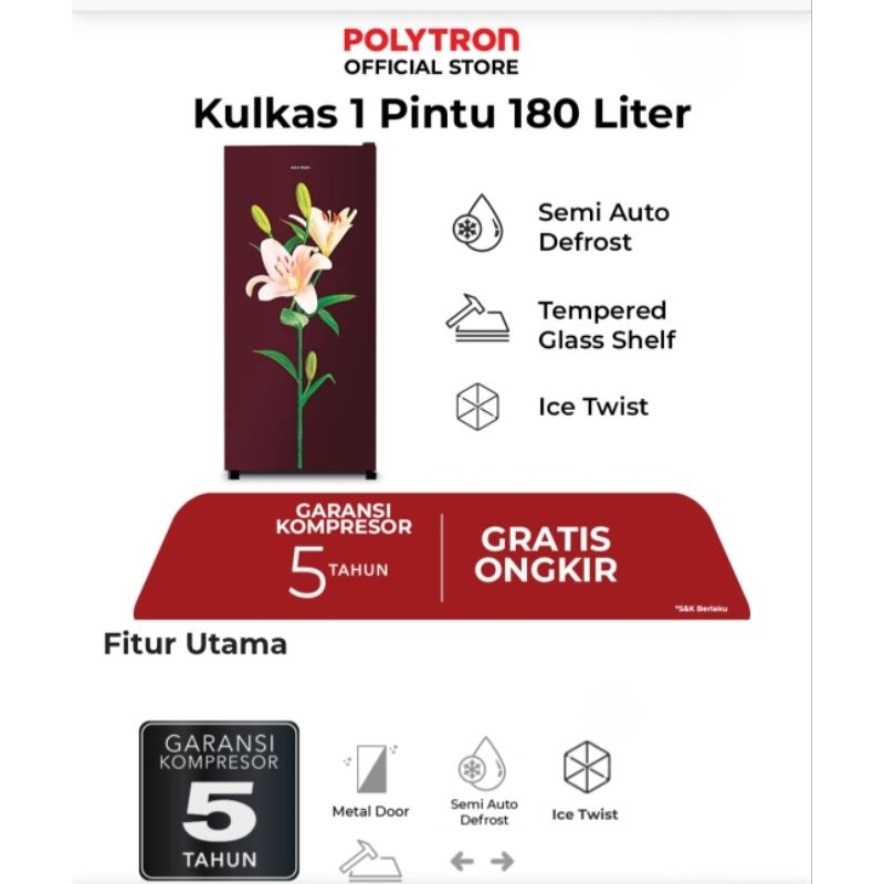 Lemari Es Polytron 1Pintu PRB187