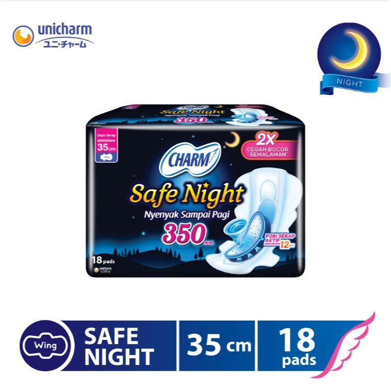 Charm Pembalut Safe Night 35cm 18 pads