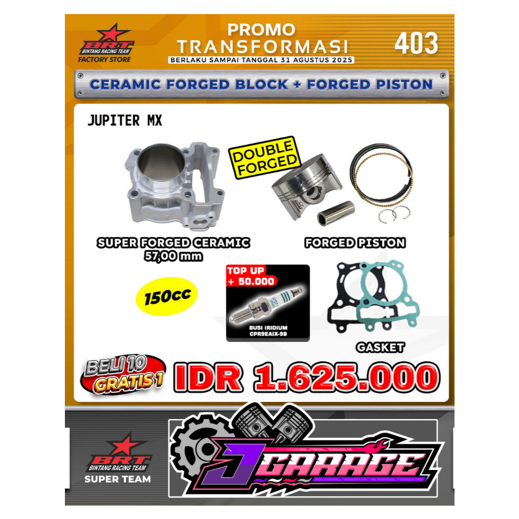 BLOK JUPITER MX - BLOK BRT SUPER CERAMIC 57.00MM – 150CC – JUPITER MX / VIXION OLD / MX KING / NVA /