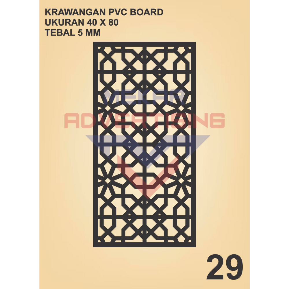 KRAWANGAN PVC BOARD HITAM  / ORNAMEN PVC FOAM BOARD HITAM TEBAL 5MM MODEL 29 UKURAN 40X80