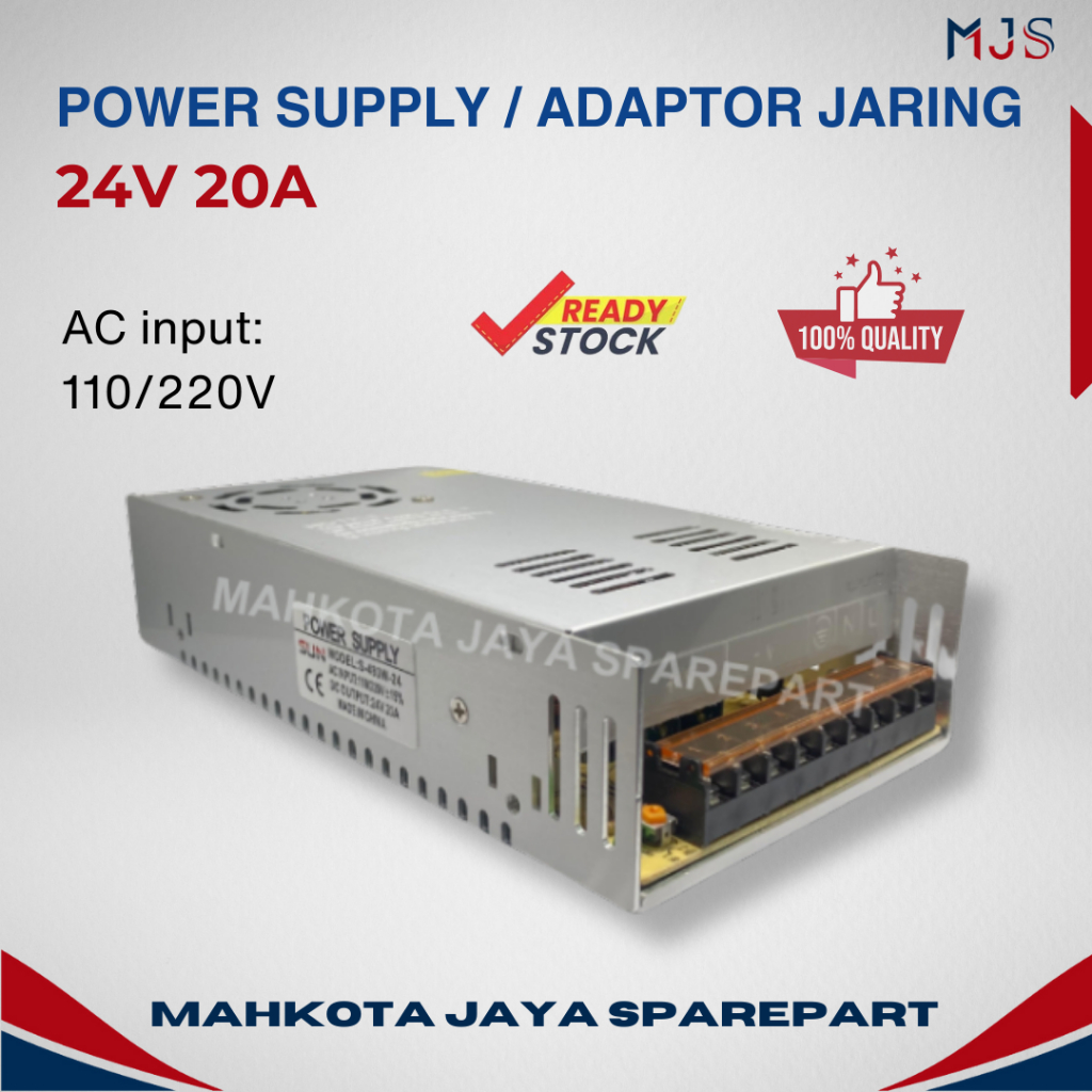 POWER SUPPLY / ADAPTOR JARING switching psu 24 volt 20 ampere / 24V 20A SUN