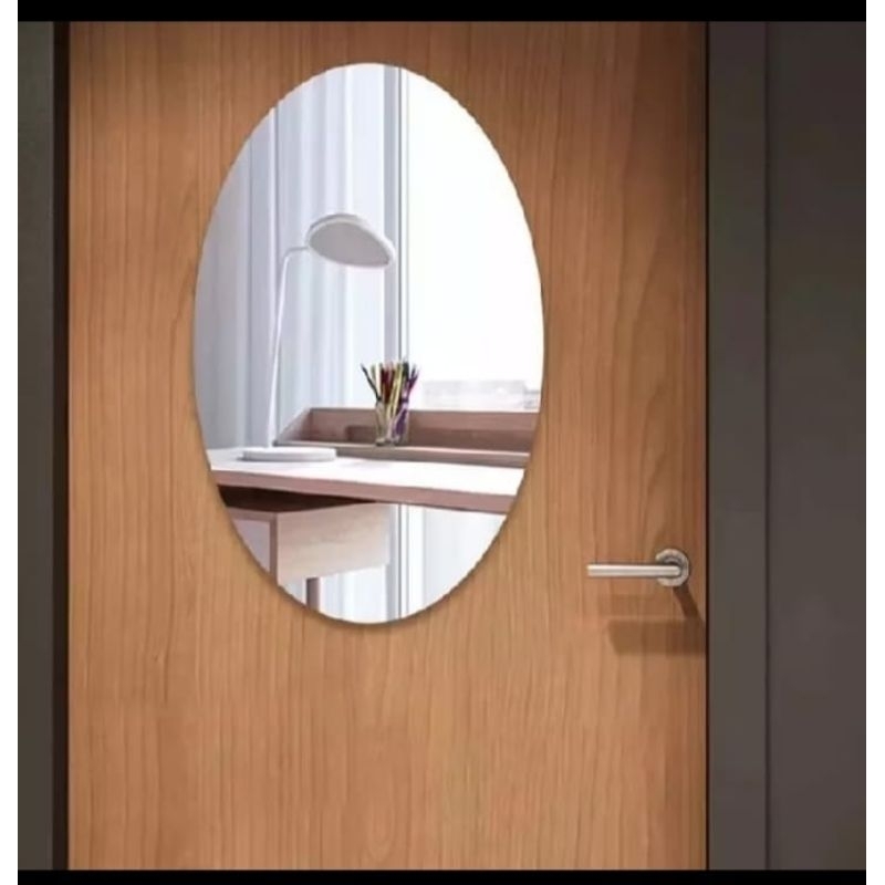 Stiker Cermin Oval//Anti pecah acrylic/kaca tempel dinding