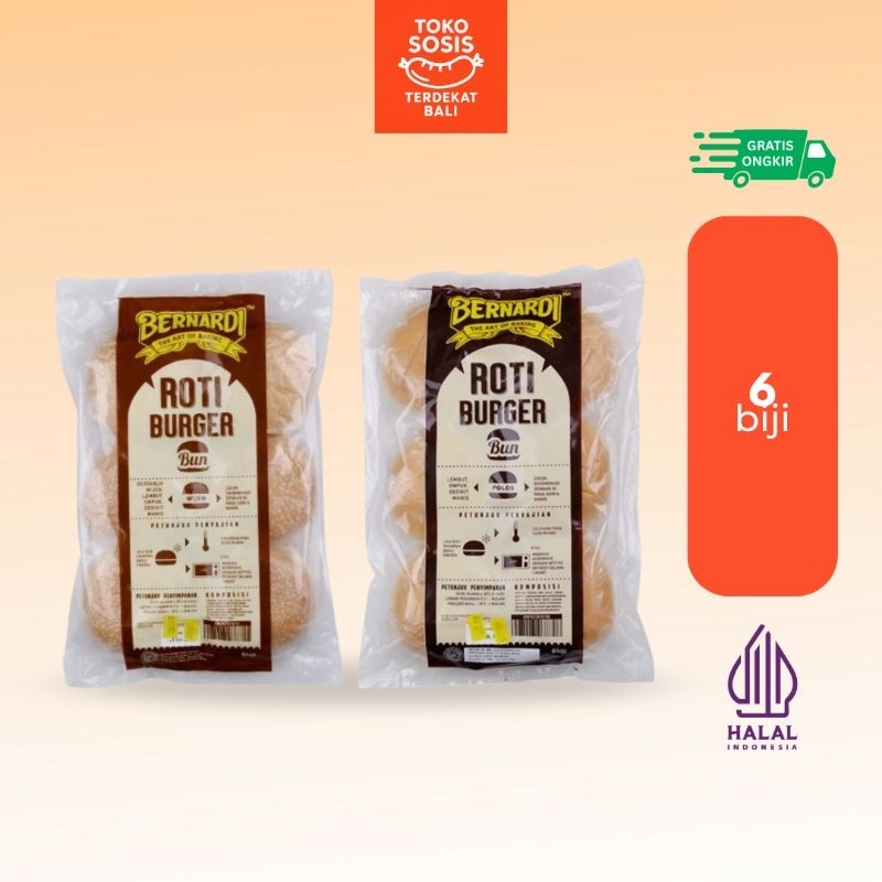 

Bernardi Roti Burger Bun Wijen dan Polos 6 pcs