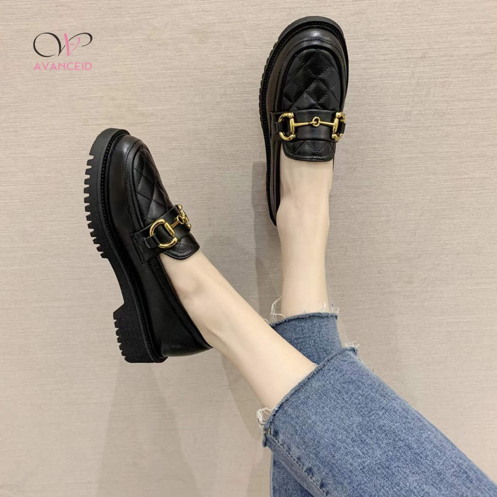 Terbaru Avanceid 1909 Loafers Sepatu Sneakers Wanita Kerja Docmart Hitam