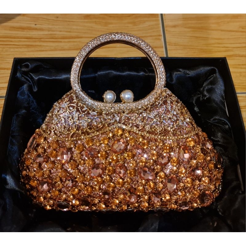 Tas pesta Swarovsky Rose gold