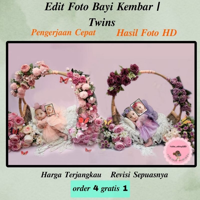 EDIT FOTO BAYI TWINS/KEMBAR CEWEK CEWEK PART 1
