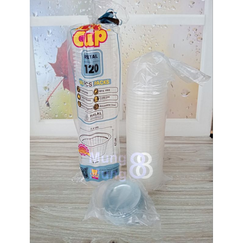 Gelas Agar 120ml / Cup Jelly 120ml + tutup isi 50pcs