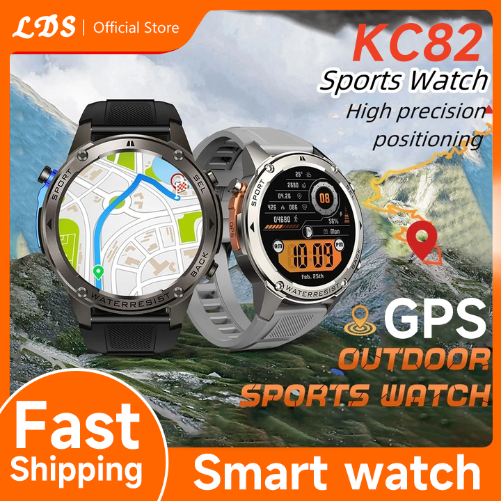 LDS KC82 Smartwatch AMOLED 1.45 Inci GPS 5ATM Tahan Air Hitam