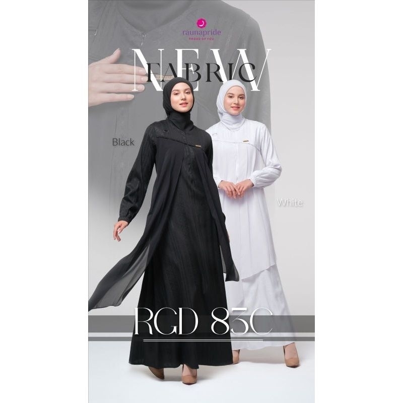 Gamis Rauna RGD 83C Gamis Wanita Dewasa Hitam Putih Simple