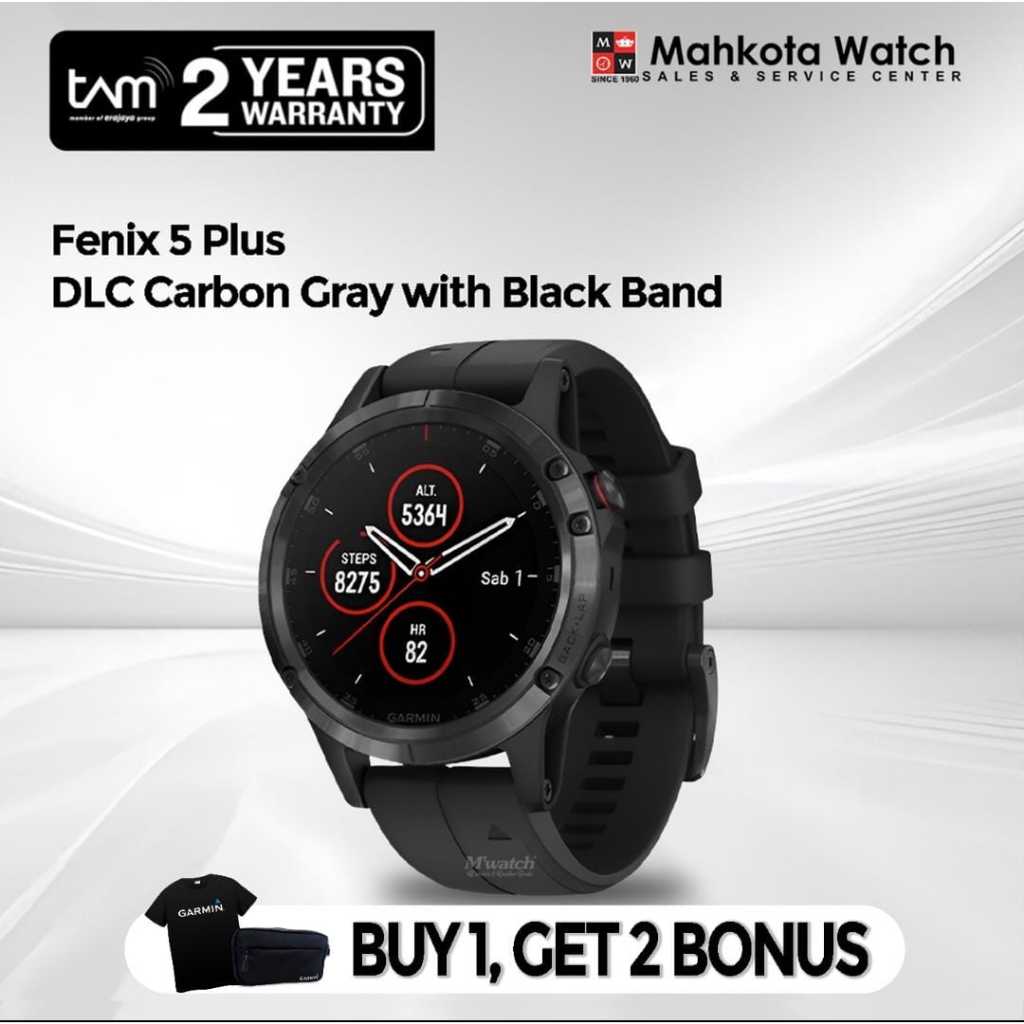 JAM TANGAN PRIA GARMIN FENIX 5 PLUS BLACK ORIGINAL