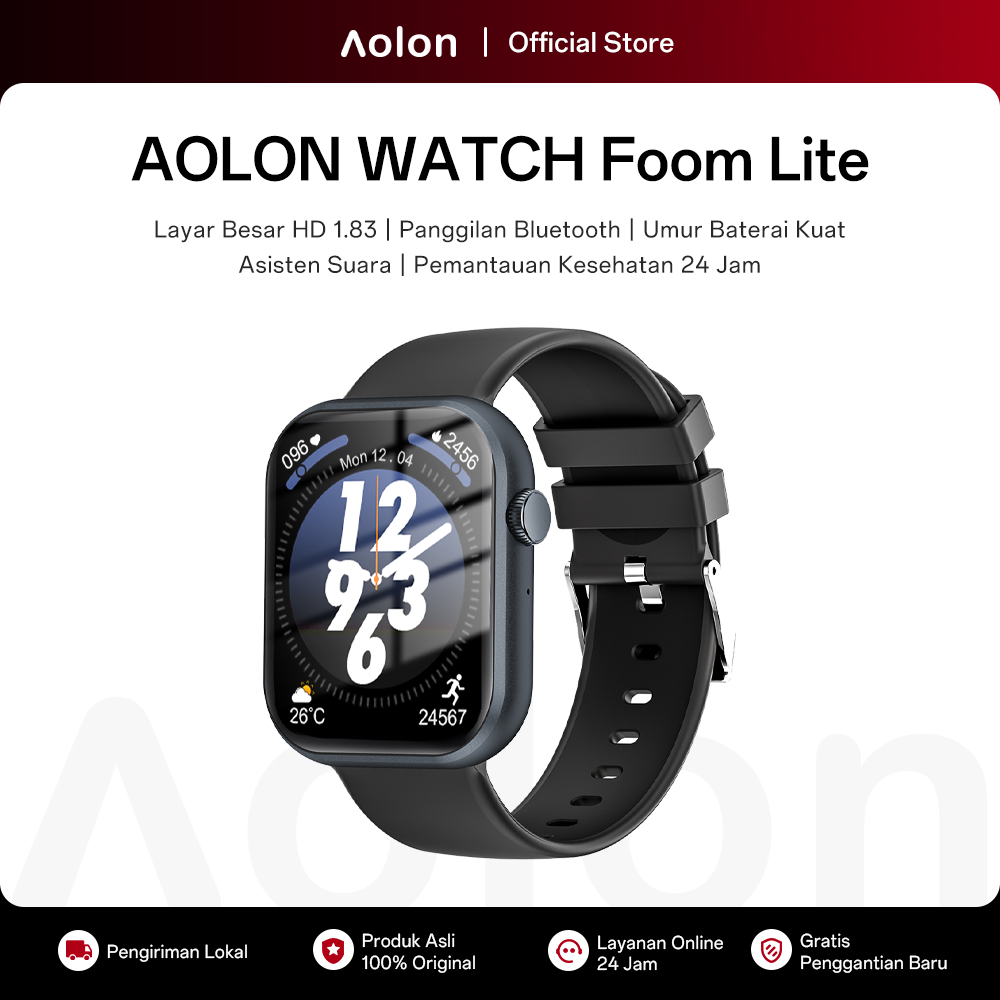 Aolon FOOM LITE Smart Watch 1.83 inch Bluetooth Call Jam Tangan Men Custom Wallpaper IP68 Waterproof