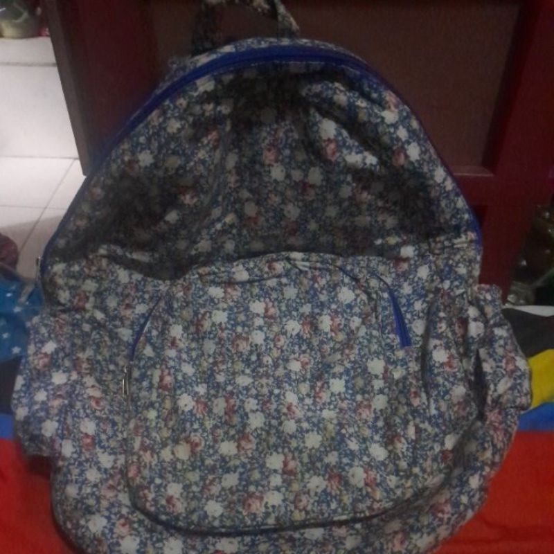 ransel bunga jeans mix kain preloved