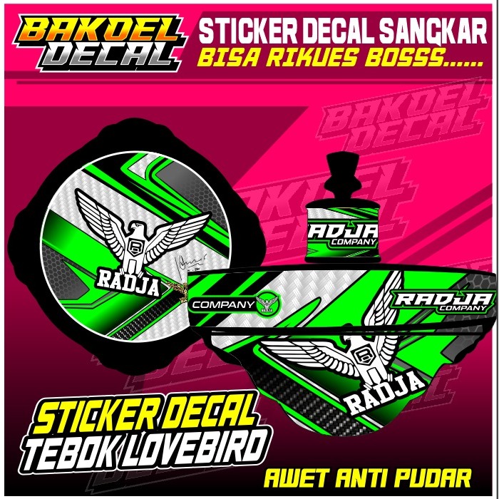 jual decal stiker tebok RADJA-codRADJA Stiker Decal Tebok Lovebird- stiker tebok lovebird radja
