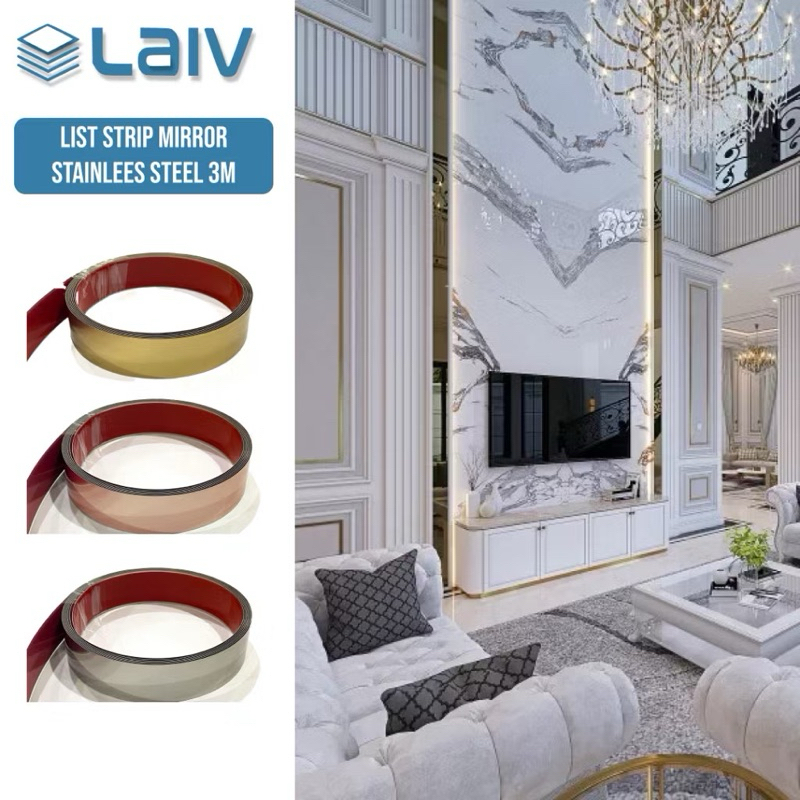 List Plat Strip Gold - Lis Mirror - Lis Stainless Steel - Decorative Lines Mirror