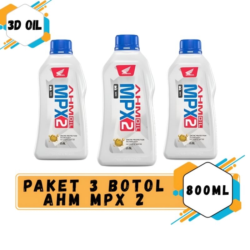 Paket Grosir 3 Botol Oli Motor AHM MPX2 MATIC 800ml 0,8L Original