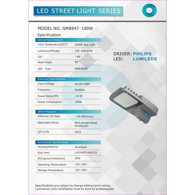 Lampu Jalan Led / Lampu PJU Led traffo travo Philips 100W 150W AC 220Volt
