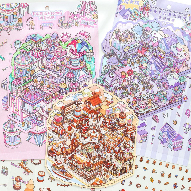 

stiker 3D landscape capybaraa mainan stiker anak