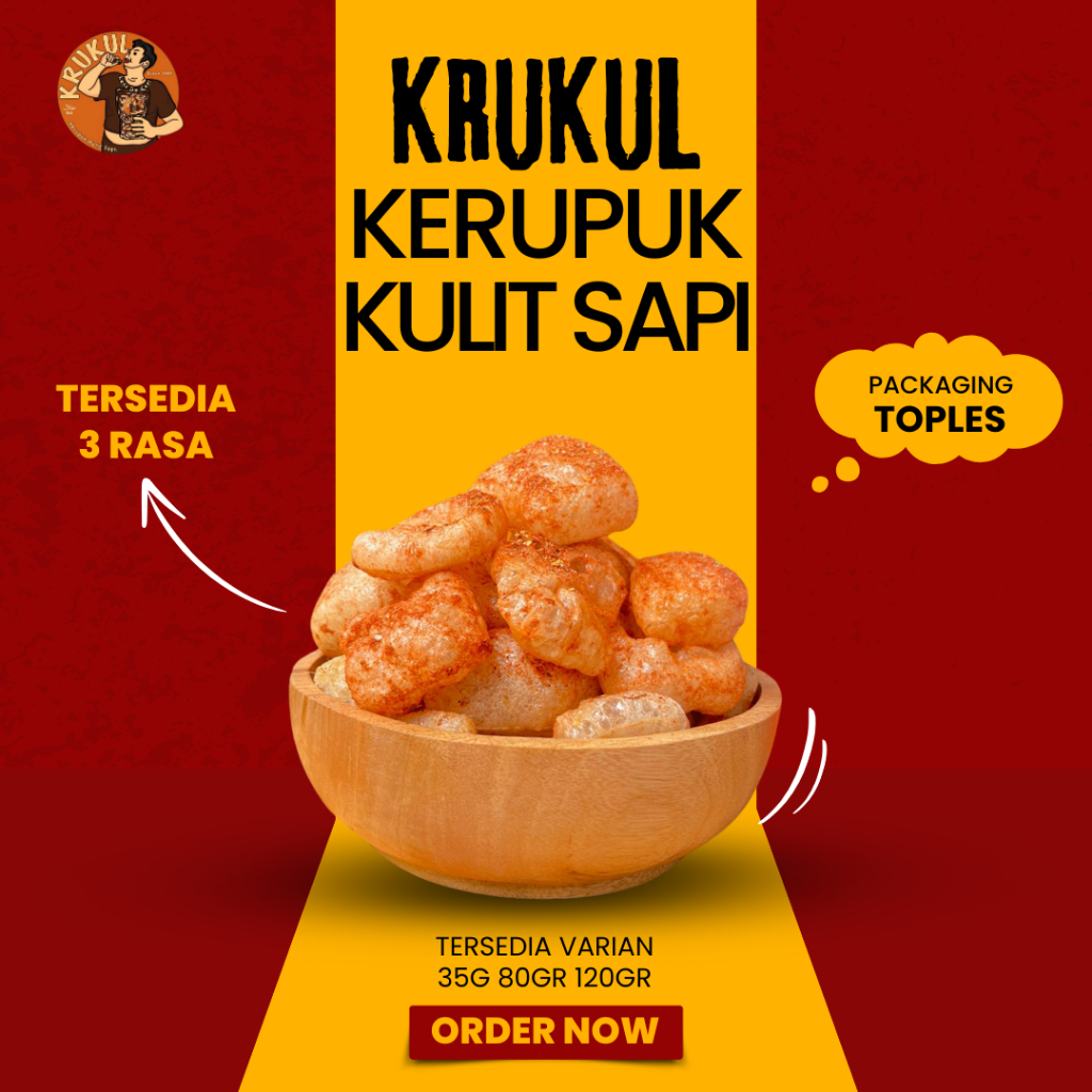 

KRUKUL Kerupuk Kulit Sapi Original (35g, 80g, 120g) Snack Ringan Cemilan Kerupuk