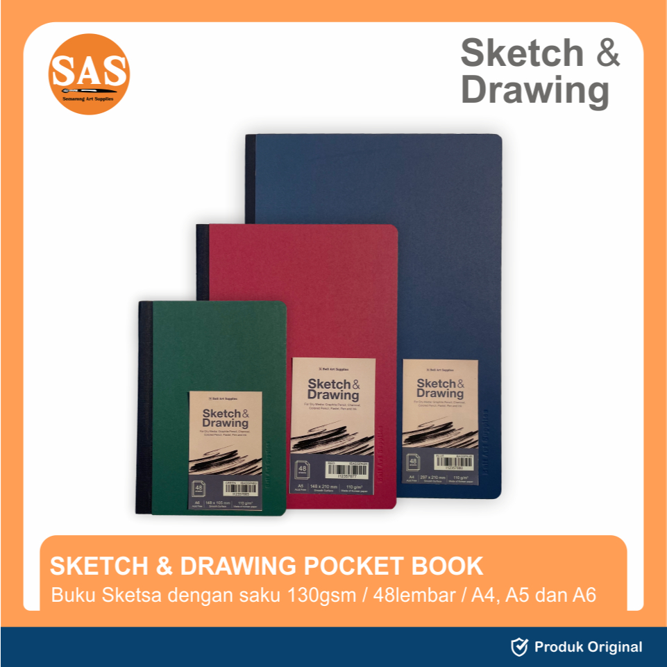 

SAS - Sketch & Drawing - Pocket Sketchbook 48 Lembar - 110gsm A4/A5/A6 - Buku Sketsa