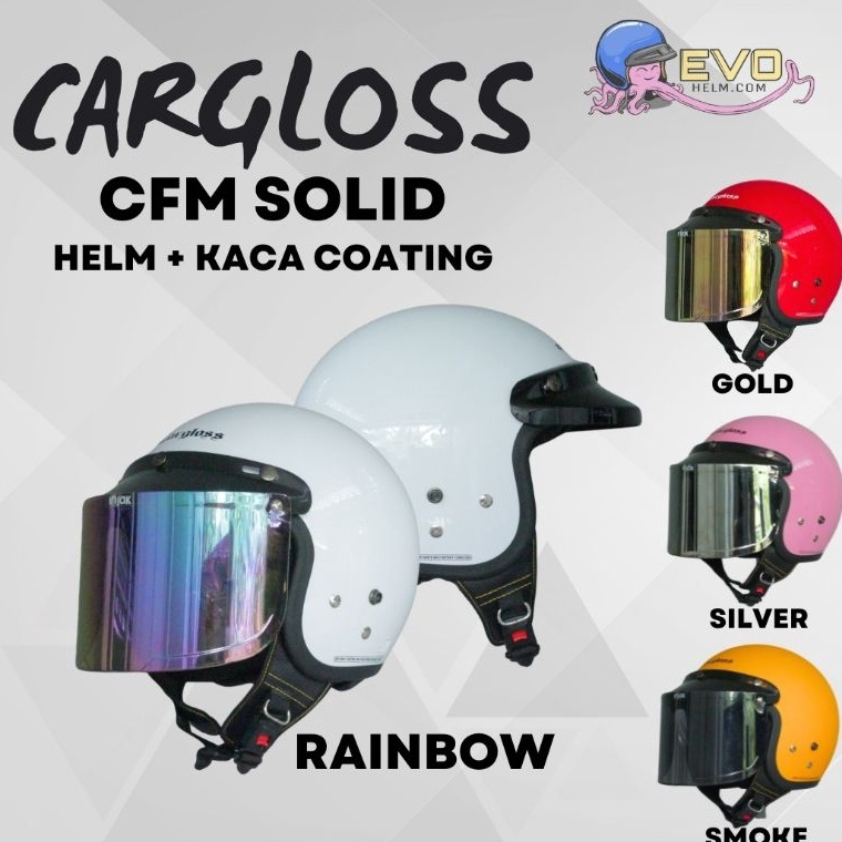 HELM CARGLOSS CFM RETRO PAKET KACA DATAR ORIGINAL HELM HALF FACE RETRO CARGLOSS HELMET OFFICIAL KODE