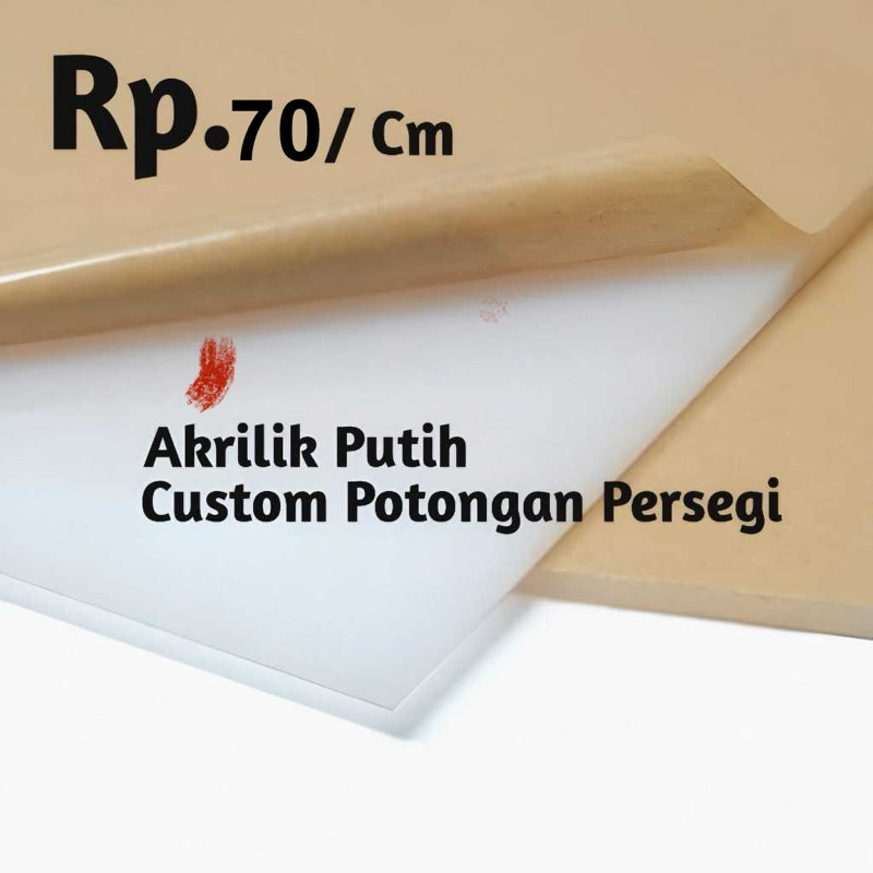 

Akrilik lembaran Putih Susu 2mm Custom Potongan Persegi mika aklirik custom size