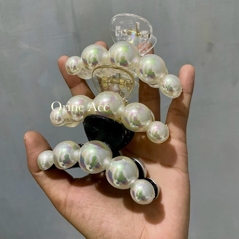 

jepit rambut mutiara hitam putih12pis