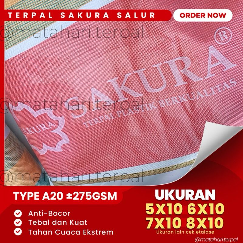 Terpal Sakura Salur Ukuran 5x10 6x10 7x10 8x10 Terpal Truk Bahan Tebal dan Kuat Cocok Untuk Penutup 