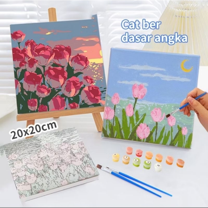 

DIY 20x20cm Paint Kit Digital Painting Kit Kanvas Painting Dengan Kayu Frame