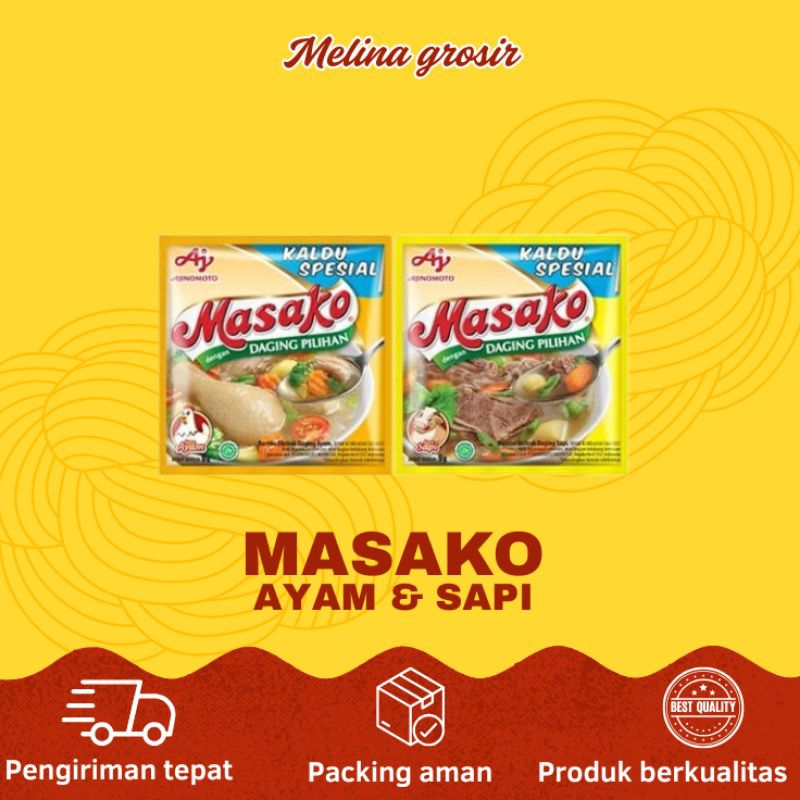 

(1 renceng) MASAKO penyedap ayam & sapi 10gr × 12