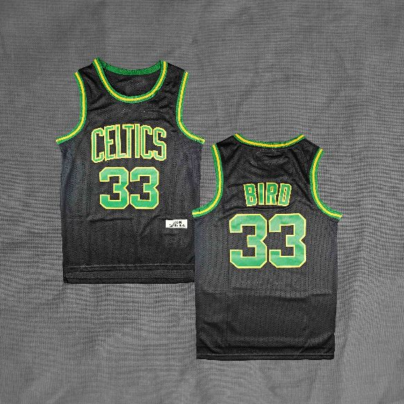 BORDIR Baju Jersey Basket Larry Bird Boston Classic Hitam