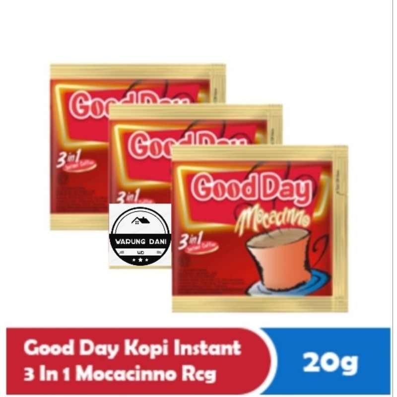 

Kopi Good Day Moccacino 3in1 Minuman Kopi Bubuk Instant 3in1 | 1Sachet | 1Rcg 10x20g