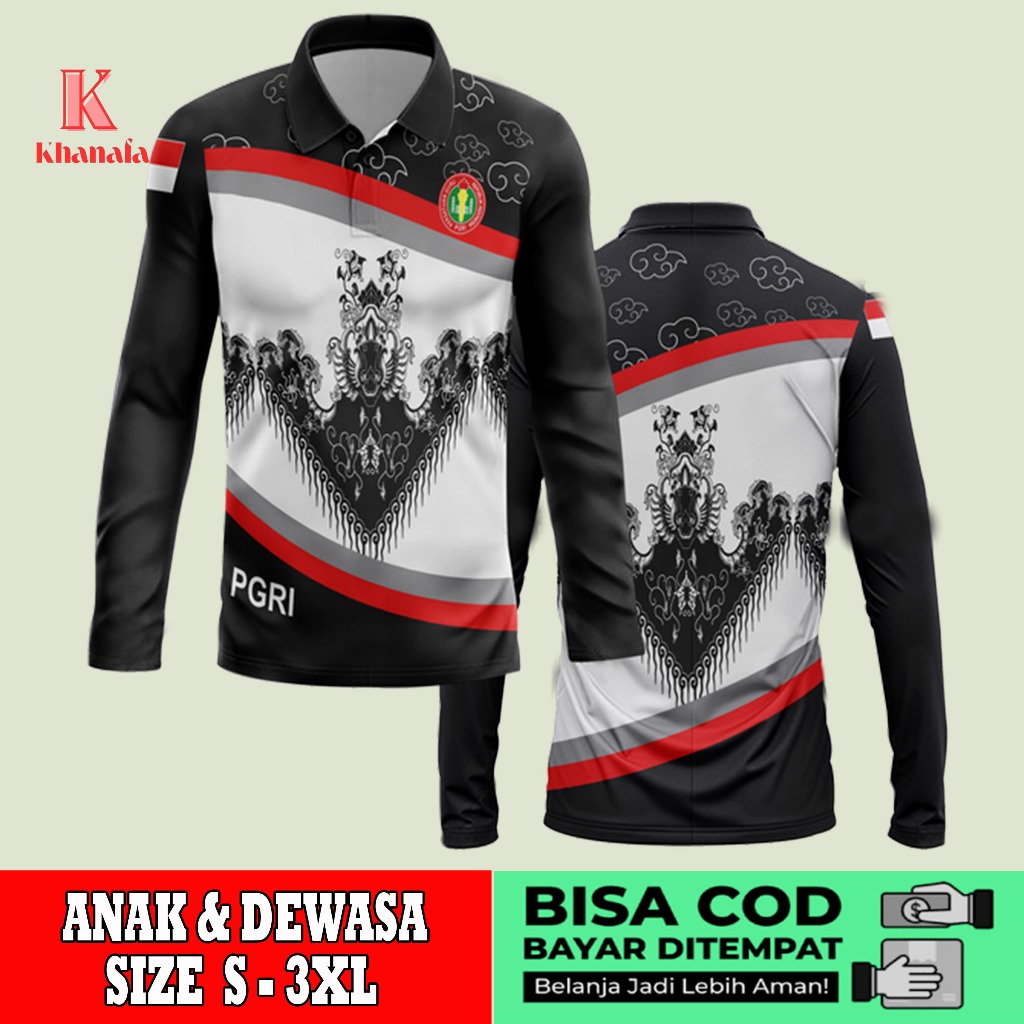 Kaos Polo | Baju pgri | Kaos Polo Batik PGRI | Baju Guru Batik PGRI | Kaos Polo Motif Batik PGRI Ful