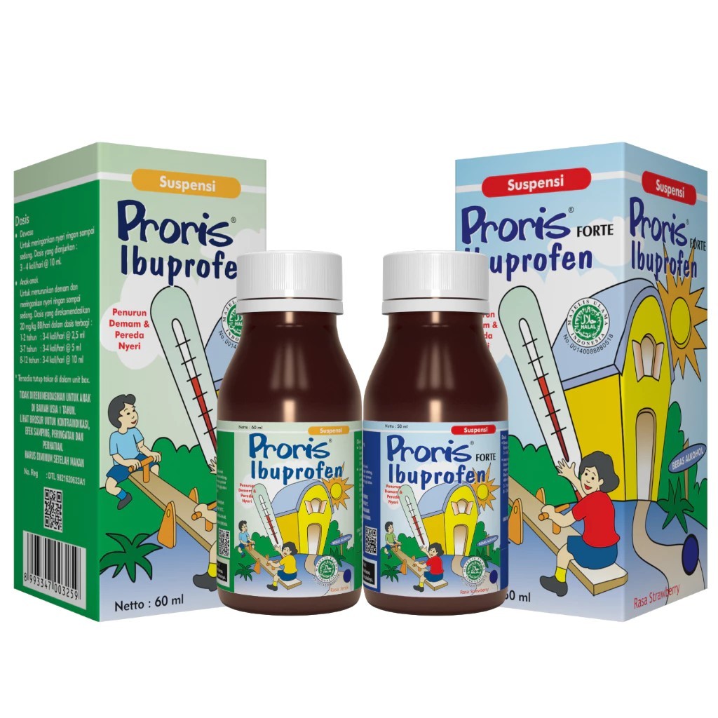 Proris Suspensi Proris Forte - Obat Penurun Panas Obat Demam Anak Ibuprofen Rasa Jeruk & Strawberi