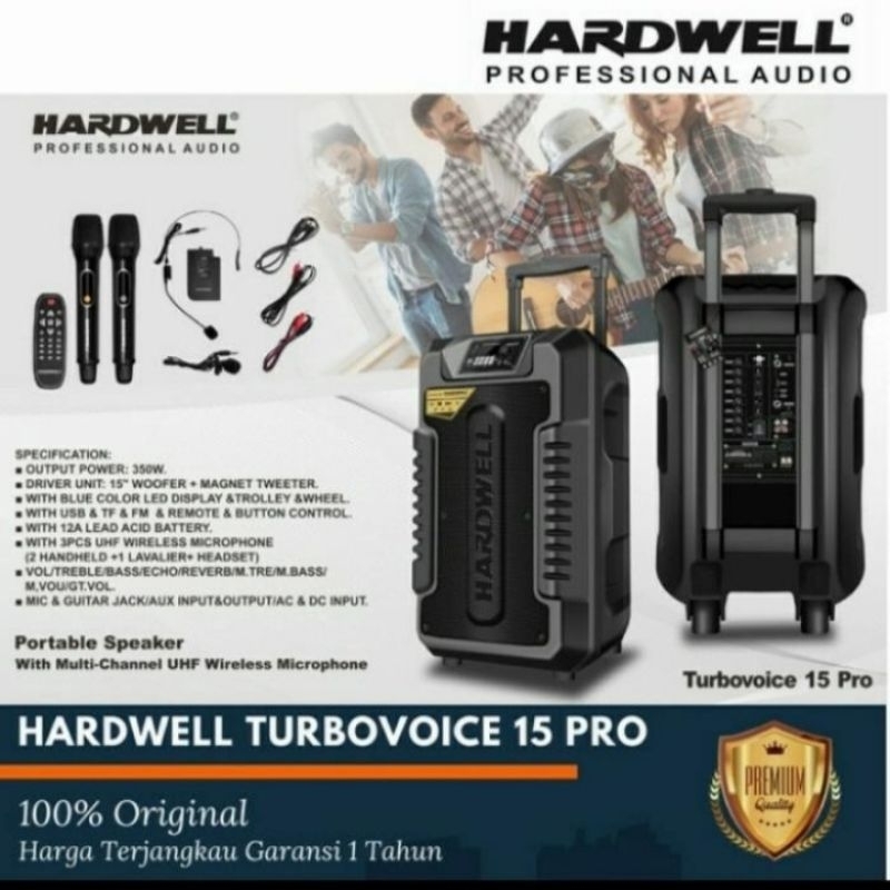 Speaker aktif portable hardwell 15 inch turbovoice 15pro turbovoice 15 pro