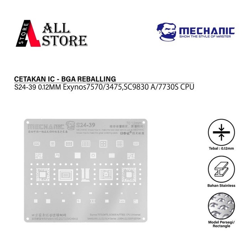 MECHANIC S24-39 CETAKAN IC 0.12M Exynos7570/3475,SC9830 A/7730S CPU Universal For Samsung J1/J2/J3/J