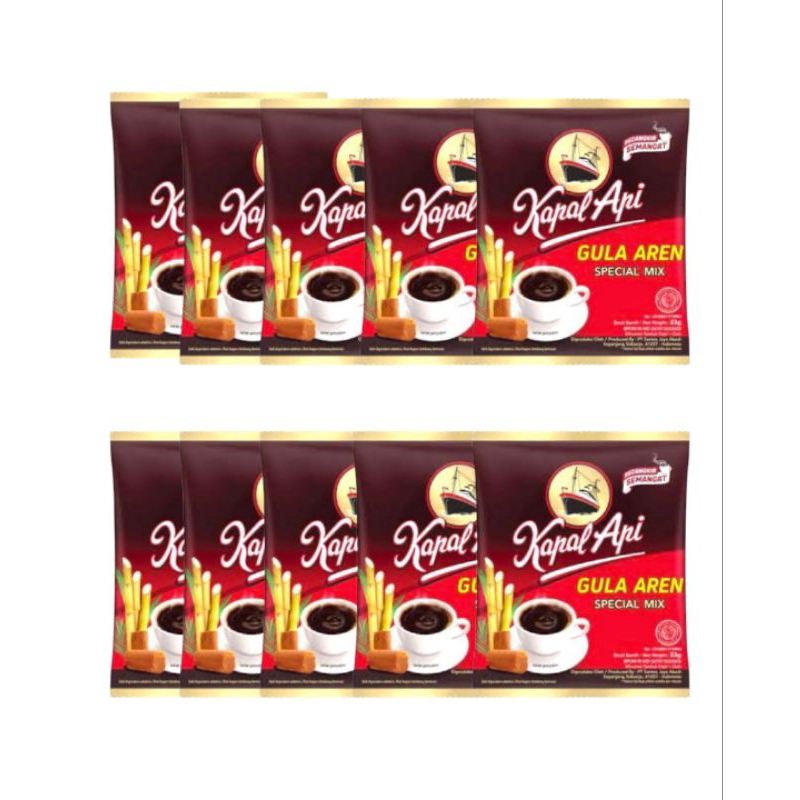 

Kopi kapal api special mix gula aren 23gr 1 renceng isi 10 pcs