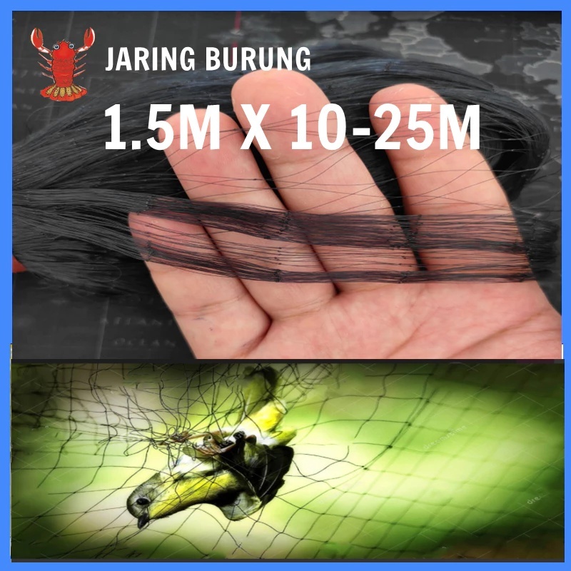Jaring burung warna hitam Panjang 3M X 10-25M~Siap pakai