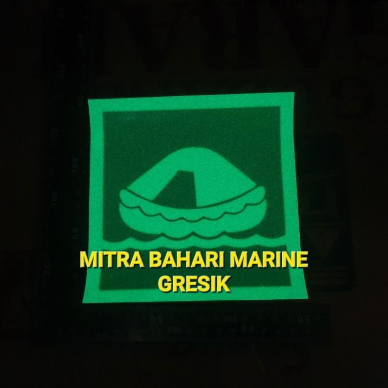 

Stiker IMO Symbol IMPA 334052 Liferaft Ukuran 15x15cm Glow In The Dark