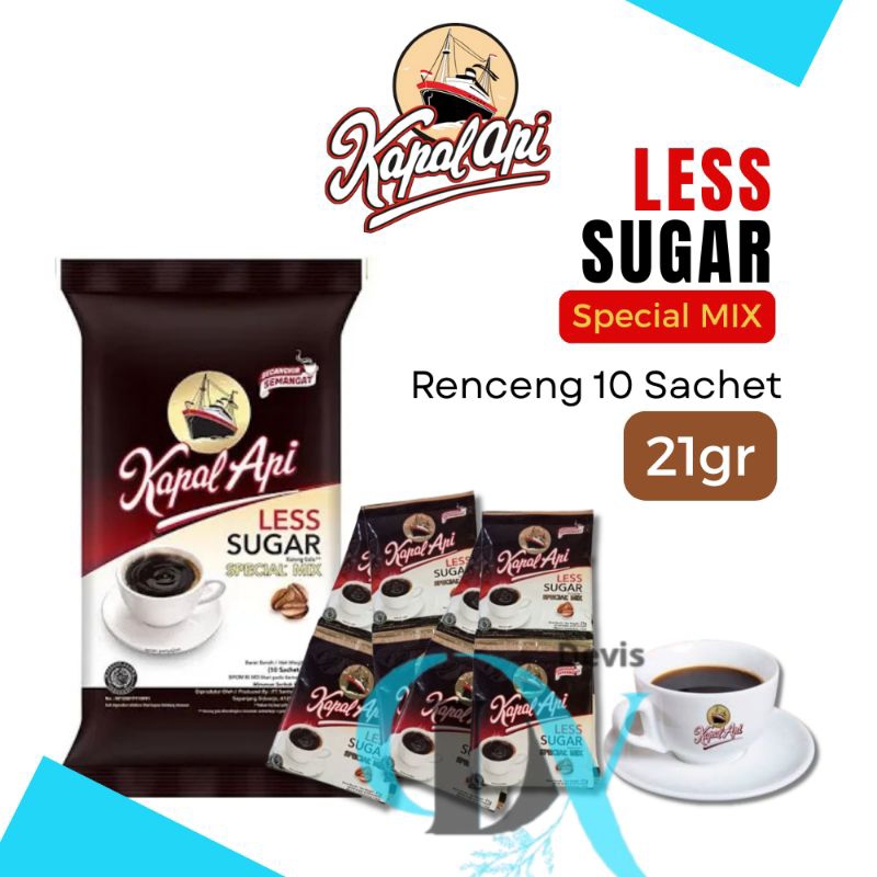 

KOPI Kapal Api SPECIAL MIX Less Sugar. 1 Renceng 21gr (ISI 10.Sachet) Special MIX 10pcs