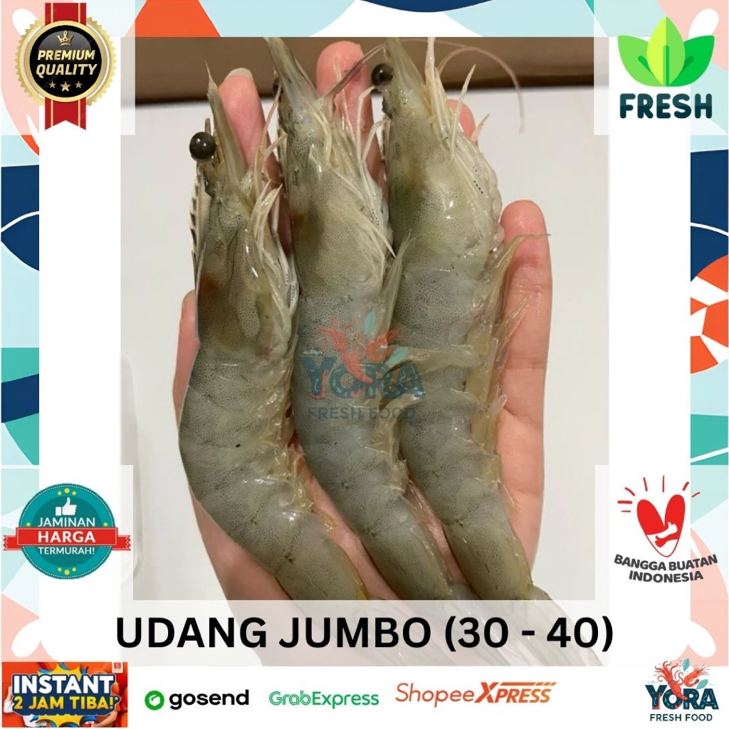 

UDANG VANAME JUMBO SIZE 30-40 1KG FRESH FROZEN PREMIUM INSTAN TERMURAH